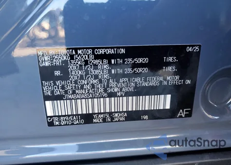 2025 Subaru Solterra Premium z USA, uszkodzony, nr VIN JTMABABA8SA105196